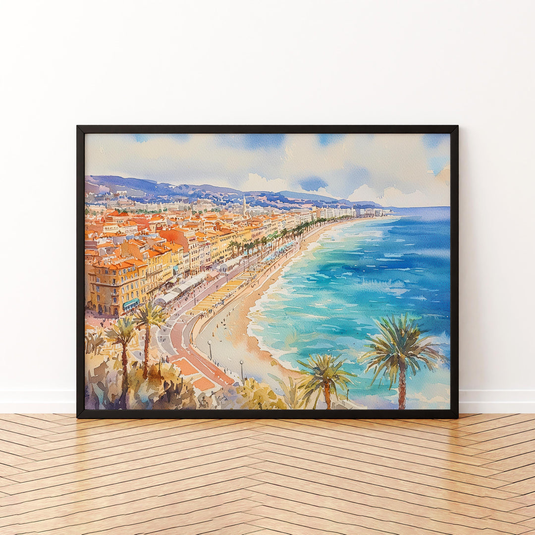 Nice Watercolor Poster Landscape Wall Art Nice Wall Hanging Home Décor Nice Gift Art Lovers France Wall Art