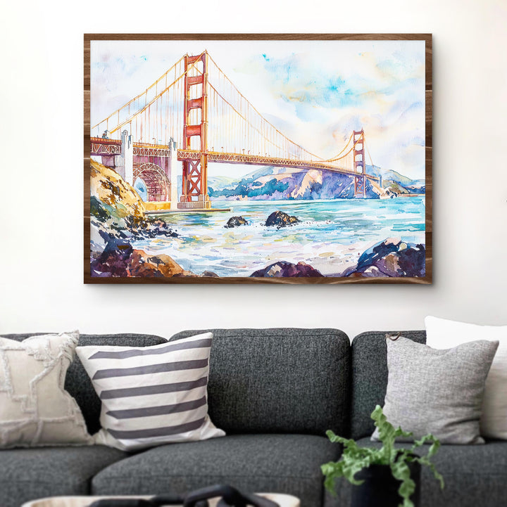 San Francisco Watercolor Poster Landscape Wall Art San Francisco Wall Hanging Home Décor San Francisco Gift Art Lovers United States Art