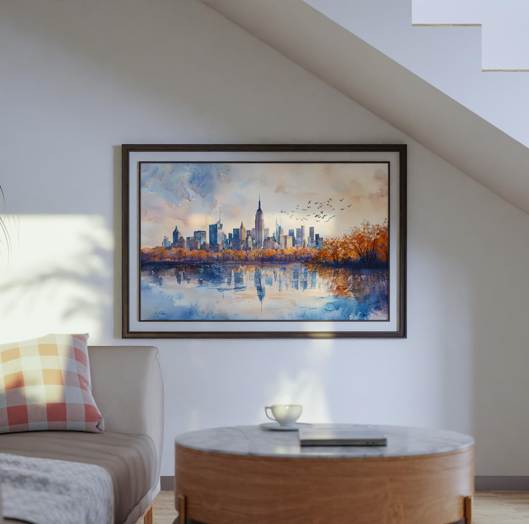 New York Watercolor Poster Landscape Wall Art New York Wall Hanging Home Décor New York Gift Art Lovers United States Wall Art