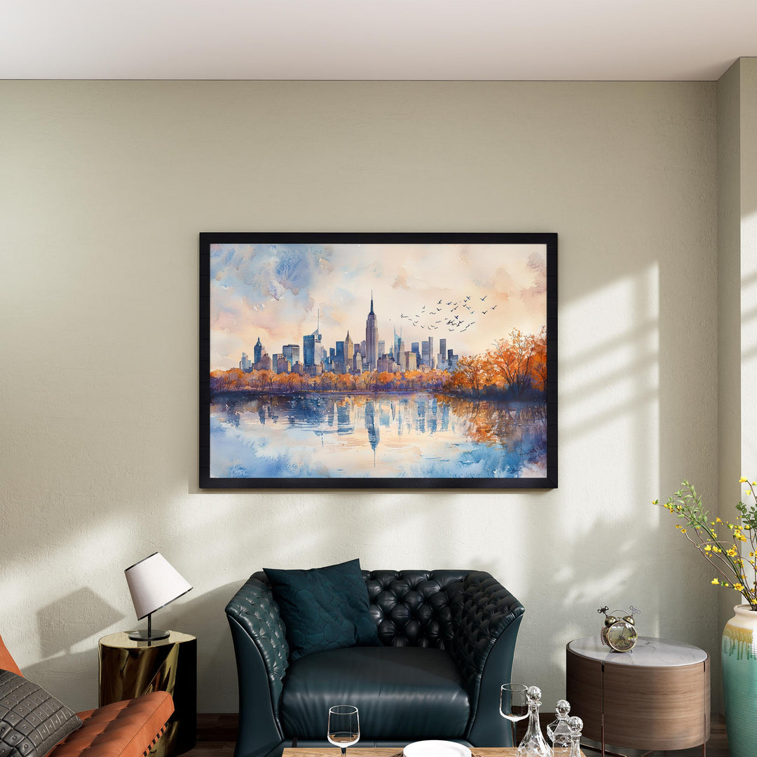 New York Watercolor Poster Landscape Wall Art New York Wall Hanging Home Décor New York Gift Art Lovers United States Wall Art