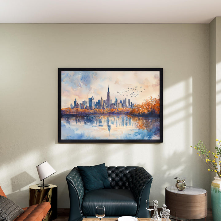 New York Watercolor Poster Landscape Wall Art New York Wall Hanging Home Décor New York Gift Art Lovers United States Wall Art