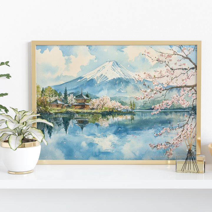 Mount Fuji Watercolor Poster Landscape Wall Art Mount Fuji Wall Hanging Home Décor Mount Fuji Gift Art Lovers Japan Wall Art