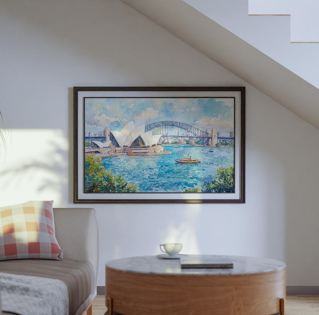 Sydney Opera House Watercolor Poster Landscape Wall Art Sydney Opera House Wall Hanging Home Décor Sydney Opera House Gift Art Lovers