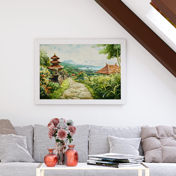 Bali Watercolor Poster Landscape Wall Art Bali Wall Hanging Home Décor Bali Gift Art Lovers Indonesia Wall Art