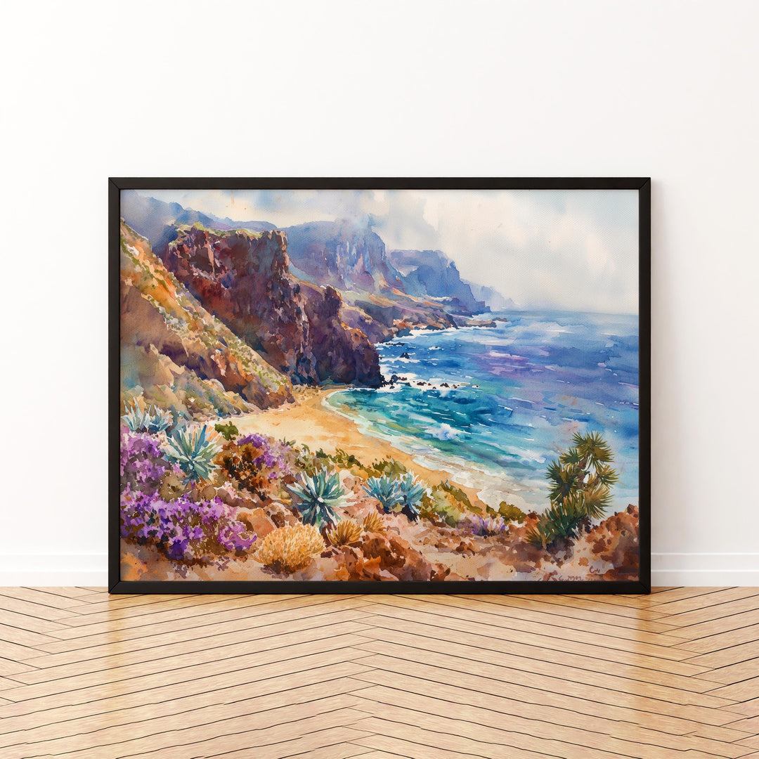 Tenerife Watercolor Poster Landscape Wall Art Tenerife Wall Hanging Home Décor Tenerife Gift Art Lovers Spain Wall Art