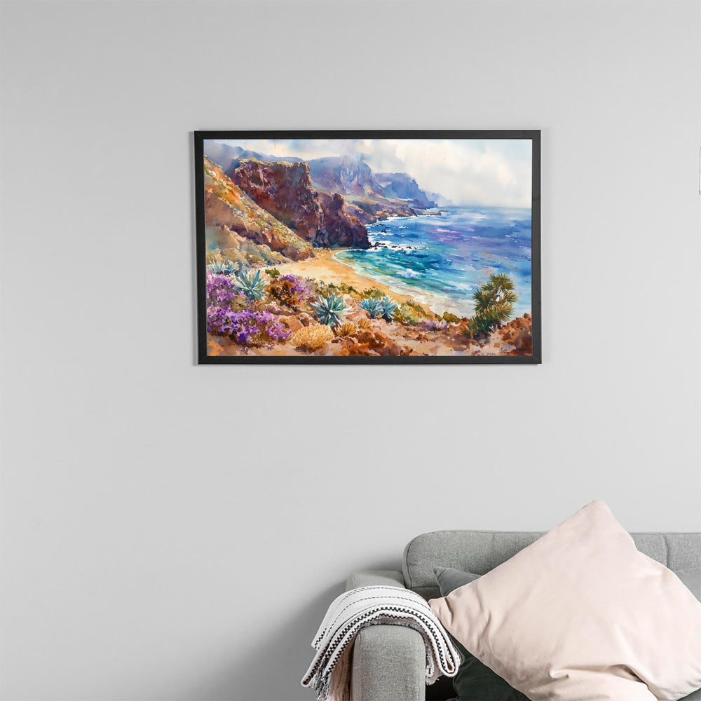 Tenerife Watercolor Poster Landscape Wall Art Tenerife Wall Hanging Home Décor Tenerife Gift Art Lovers Spain Wall Art