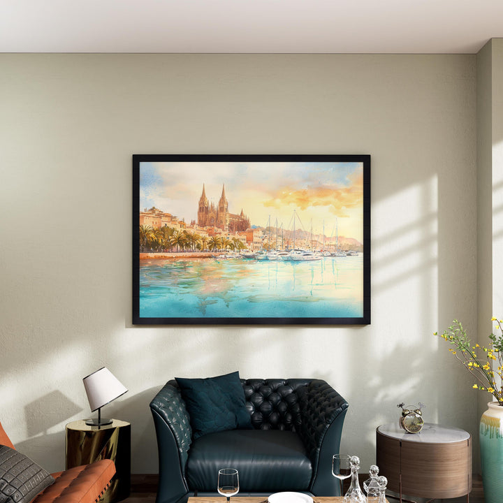 Palma de Mallorca Watercolor Poster Landscape Wall Art Palma de Mallorca Wall Hanging Home Décor Palma de Mallorca Gift Art Lovers Spain