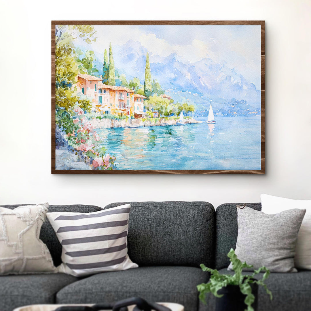Lake Garda Watercolor Poster Landscape Wall Art Lake Garda Wall Hanging Home Décor Lake Garda Gift Art Lovers Italy Wall Art