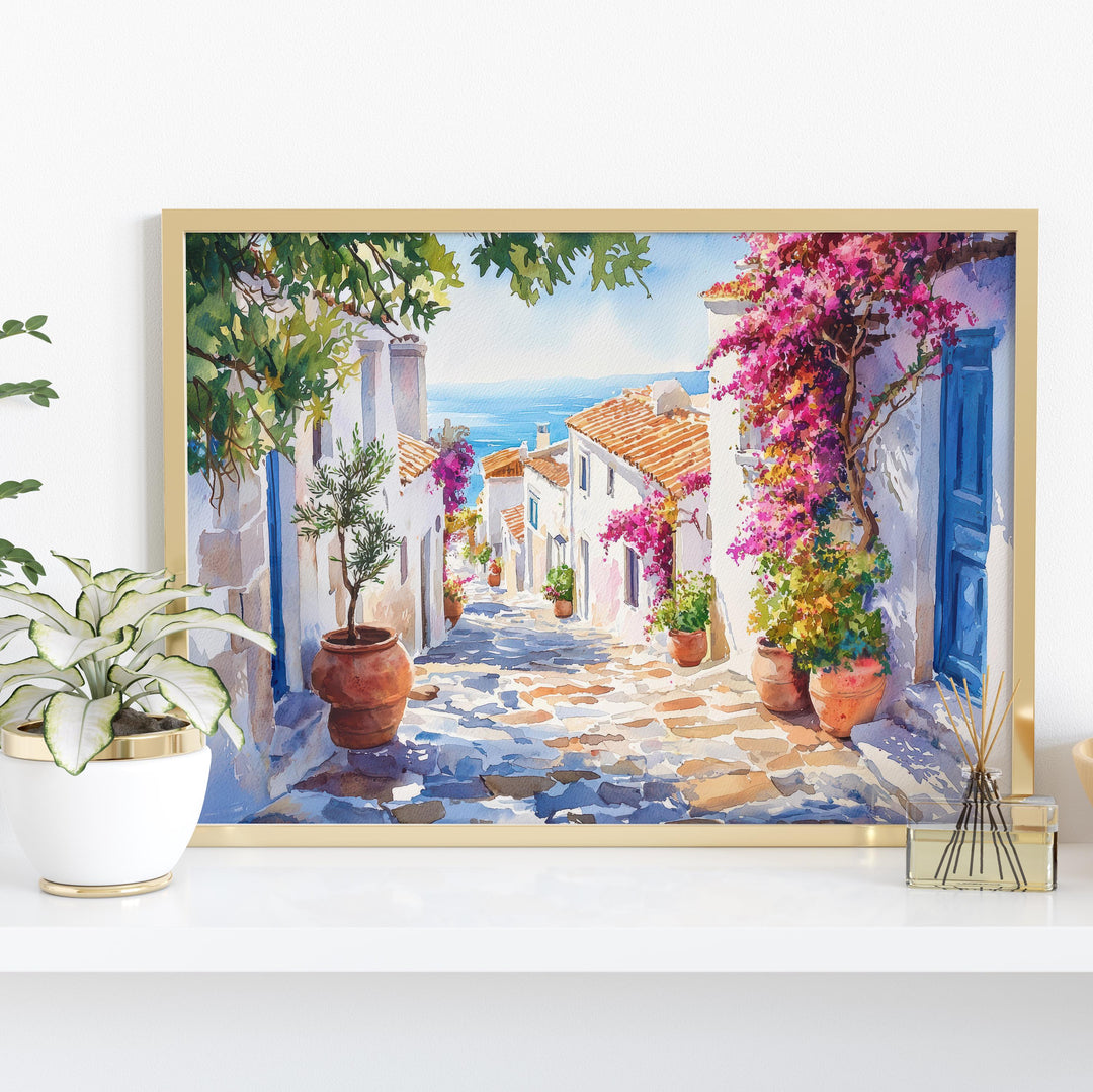 Crete Watercolor Poster Landscape Wall Art Crete Wall Hanging Home Décor Crete Gift Art Lovers Greece Wall Art