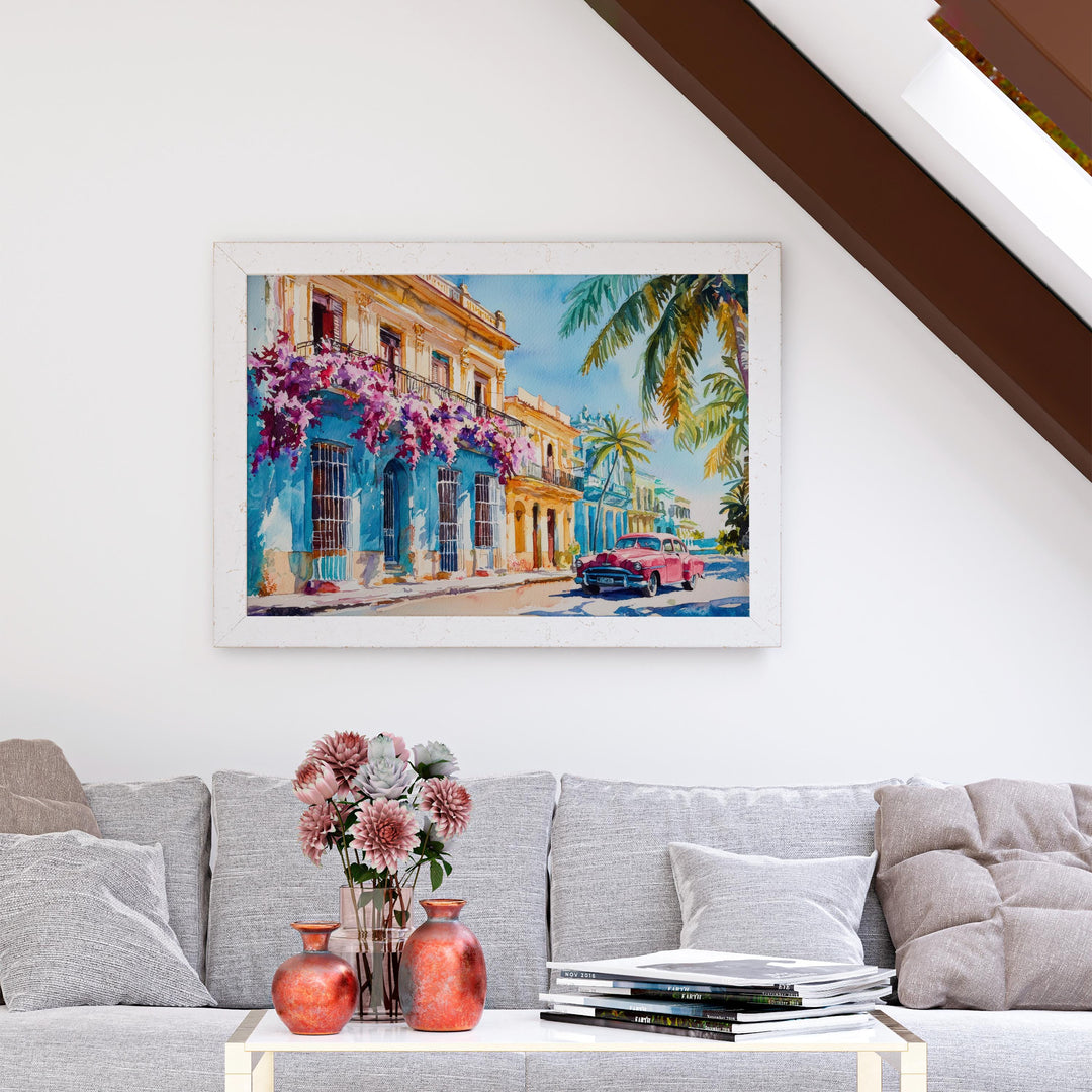 Cuba Watercolor Poster Landscape Wall Art Cuba Wall Hanging Home Décor Cuba Gift Art Lovers Cuba Wall Art