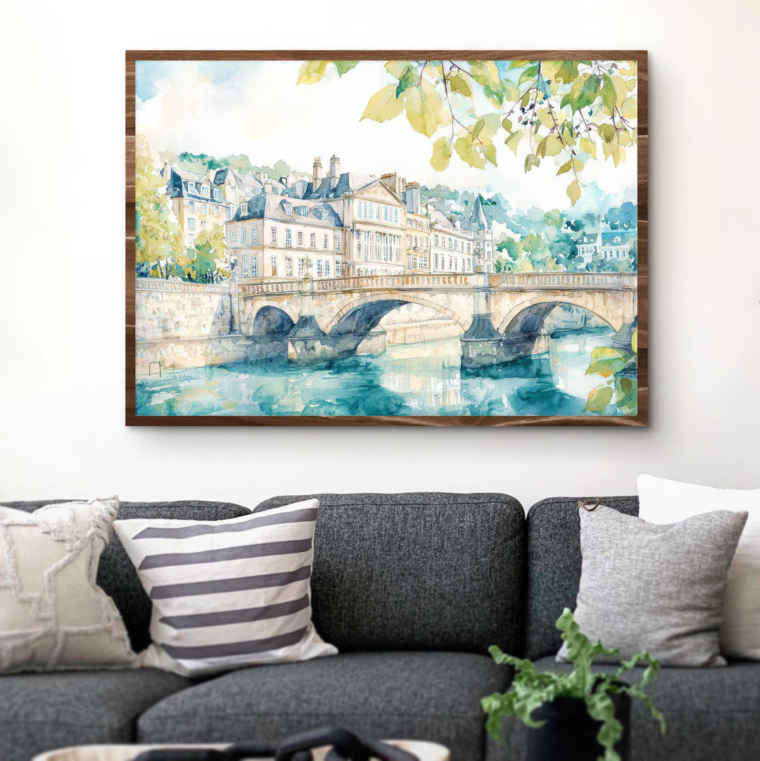 Bath Watercolor Poster Landscape Wall Art Bath Wall Hanging Home Décor Bath Gift Art Lovers United Kingdom Wall Art