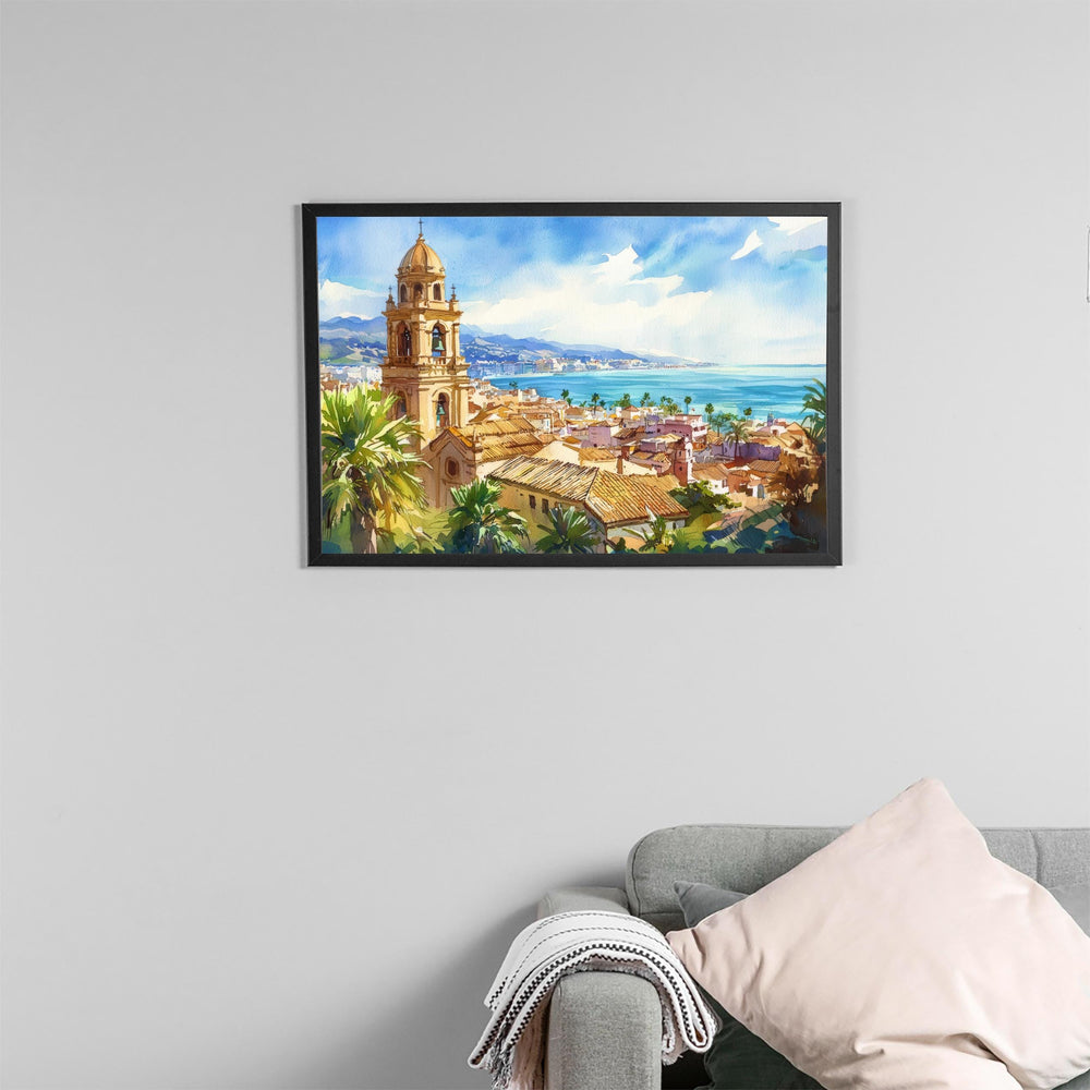 Malaga Watercolor Poster Landscape Wall Art Malaga Wall Hanging Home Décor Malaga Gift Art Lovers Spain Wall Art