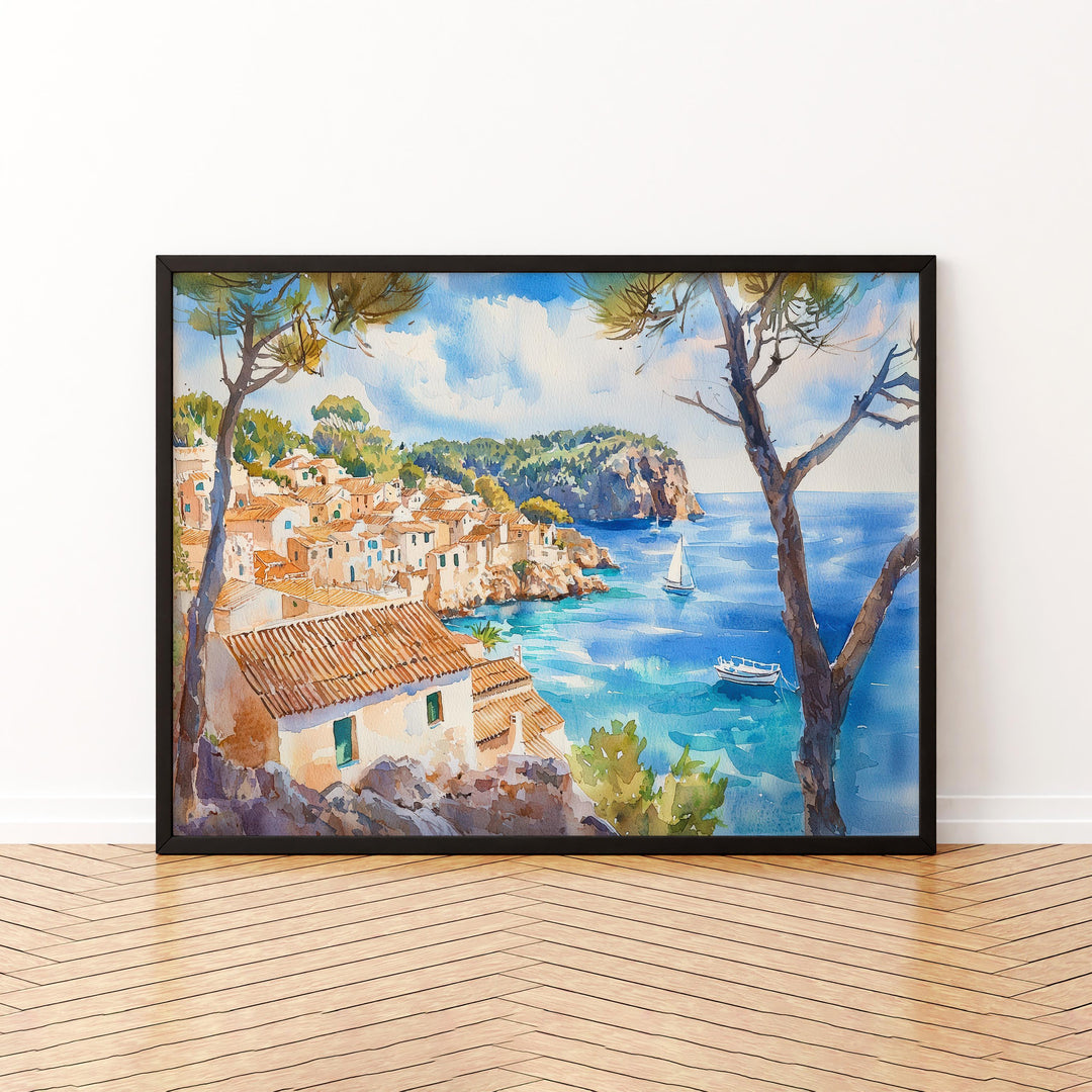 Mallorca Watercolor Poster Landscape Wall Art Mallorca Wall Hanging Home Décor Mallorca Gift Art Lovers Spain Wall Art