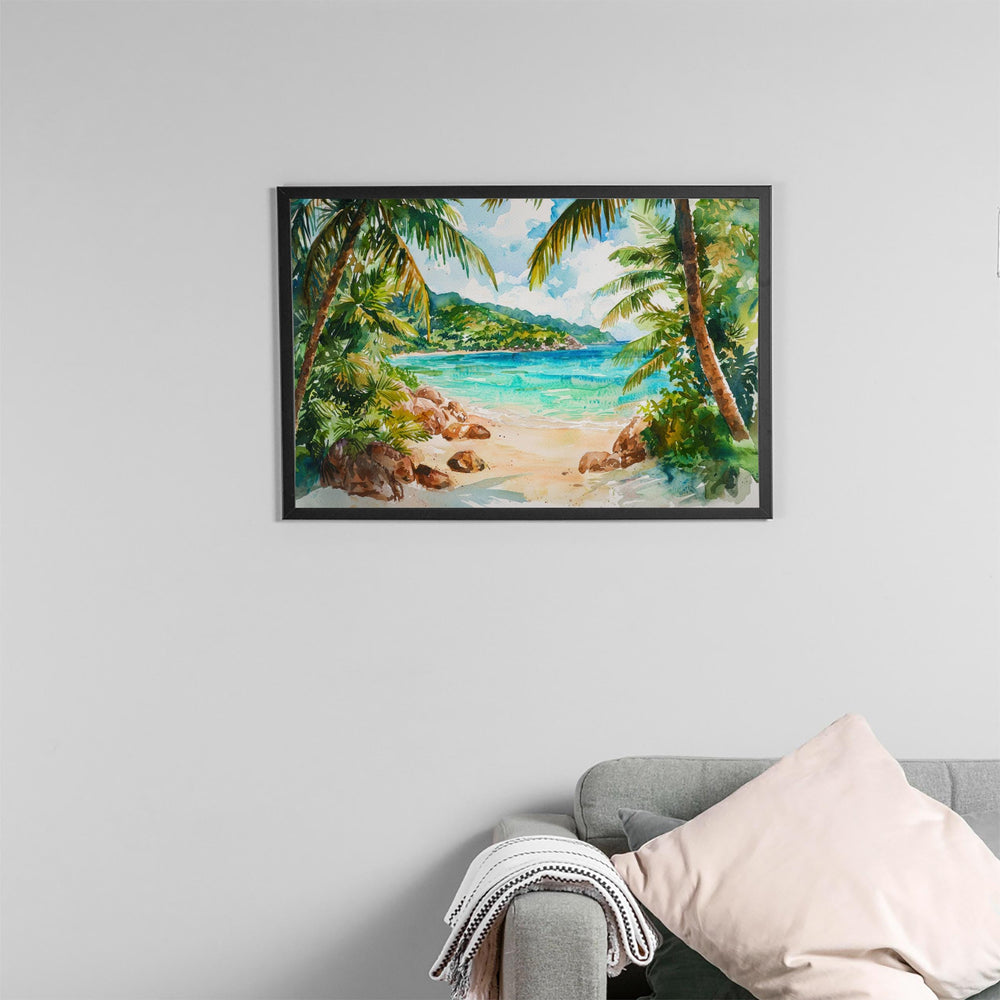 Seychelles Watercolor Poster Landscape Wall Art Seychelles Wall Hanging Home Décor Seychelles Gift Art Lovers Seychelles Wall Art