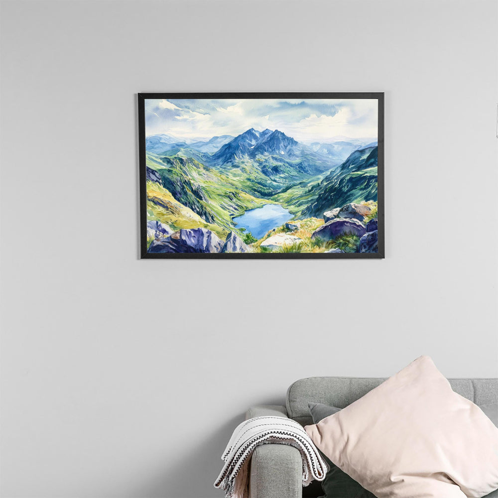 Snowdonia Watercolor Poster Landscape Wall Art Snowdonia Wall Hanging Home Décor Snowdonia Gift Art Lovers United Kingdom Wall Art