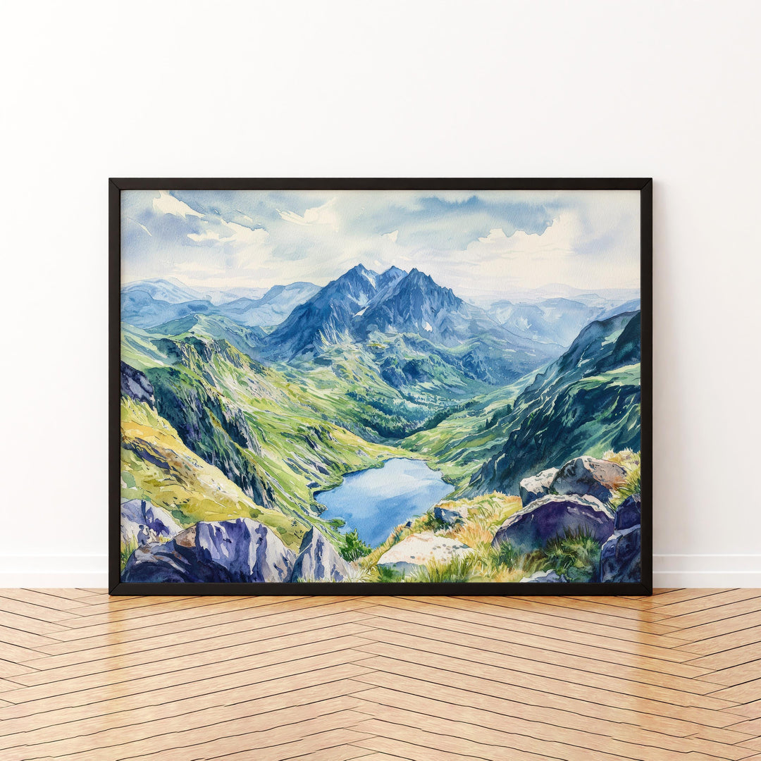 Snowdonia Watercolor Poster Landscape Wall Art Snowdonia Wall Hanging Home Décor Snowdonia Gift Art Lovers United Kingdom Wall Art
