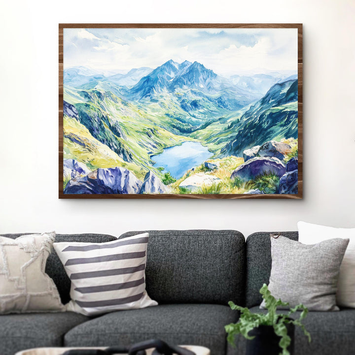 Snowdonia Watercolor Poster Landscape Wall Art Snowdonia Wall Hanging Home Décor Snowdonia Gift Art Lovers United Kingdom Wall Art