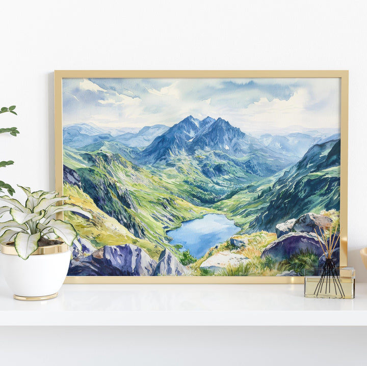 Snowdonia Watercolor Poster Landscape Wall Art Snowdonia Wall Hanging Home Décor Snowdonia Gift Art Lovers United Kingdom Wall Art
