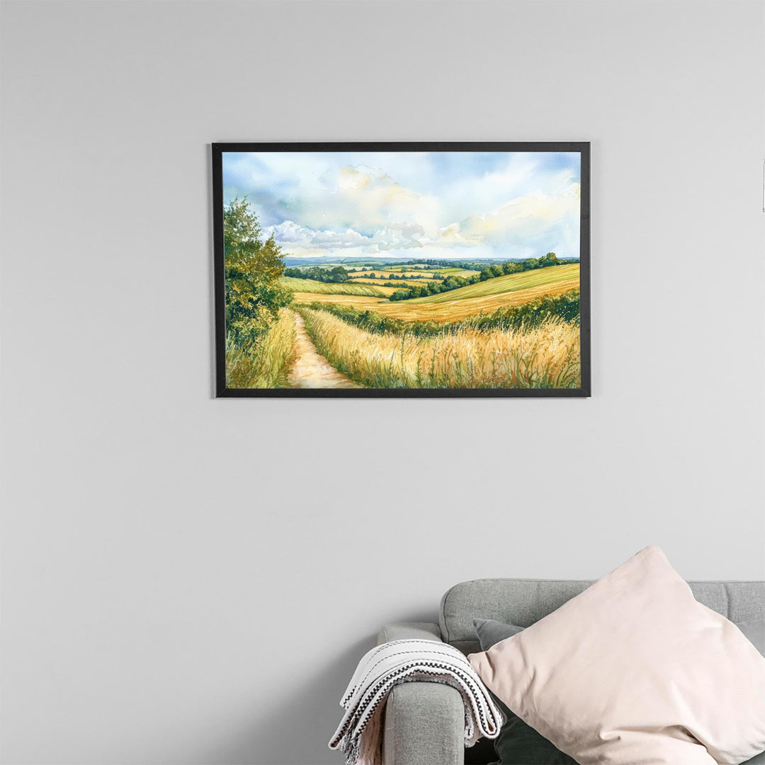 Surrey Hills Watercolor Poster Landscape Wall Art Surrey Hills Wall Hanging Home Décor Surrey Hills Gift Art Lovers United Kingdom Wall Art