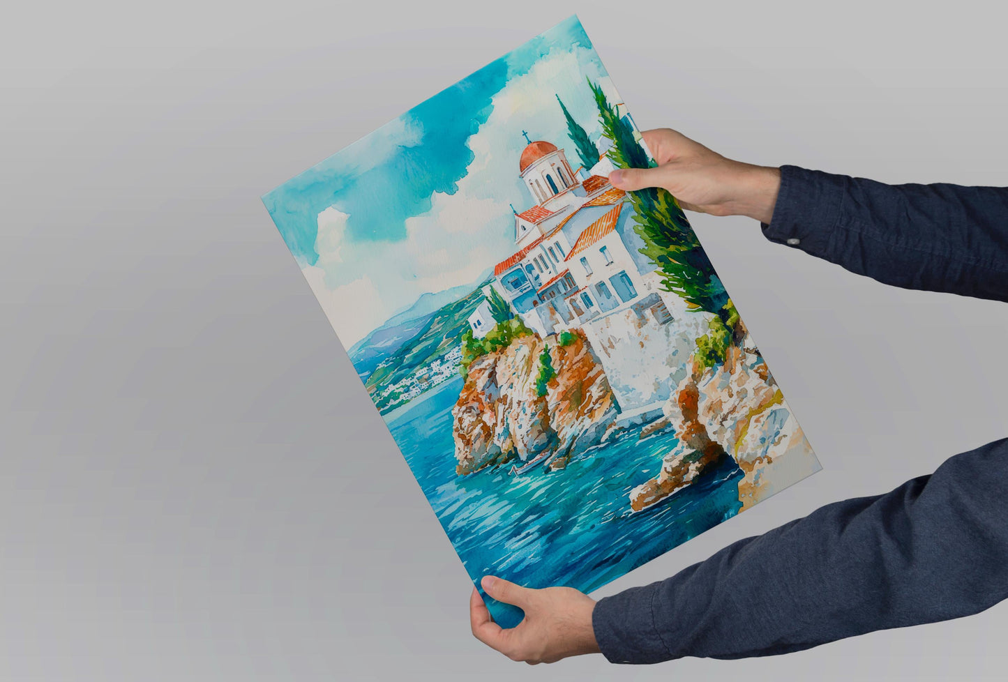 Andros Watercolor Poster Wall Art Andros Wall Hanging Home Décor Andros Gift Art Lovers Greece Wall Art