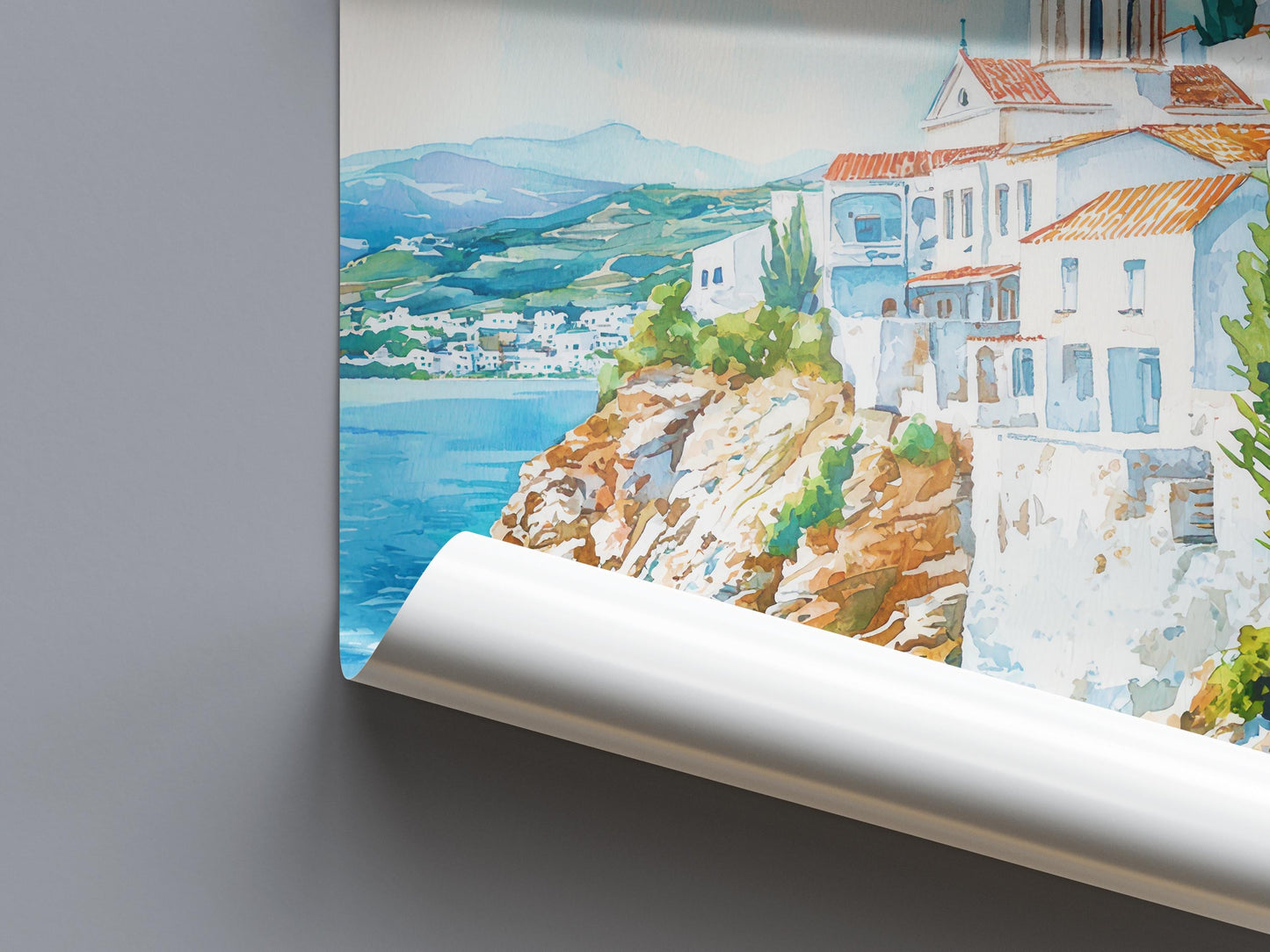 Andros Watercolor Poster Wall Art Andros Wall Hanging Home Décor Andros Gift Art Lovers Greece Wall Art