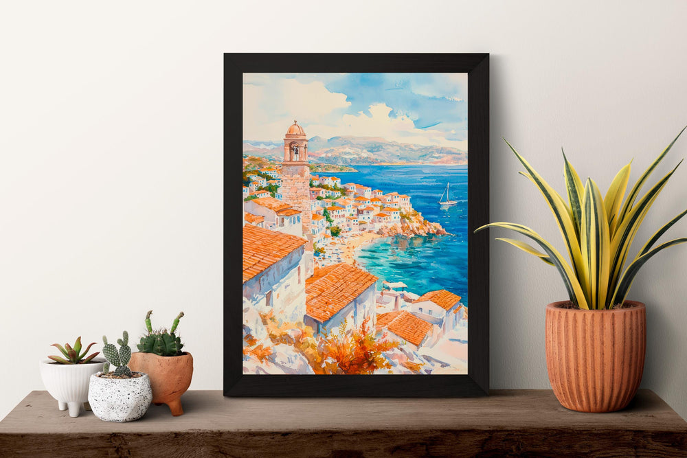 Hydra Watercolor Poster Wall Art Hydra Wall Hanging Home Décor Hydra Gift Art Lovers Greece Wall Art