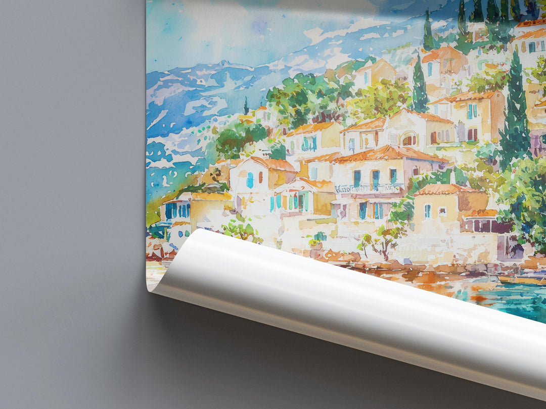 Ithaca Watercolor Poster Wall Art Ithaca Wall Hanging Home Décor Ithaca Gift Art Lovers Greece Wall Art