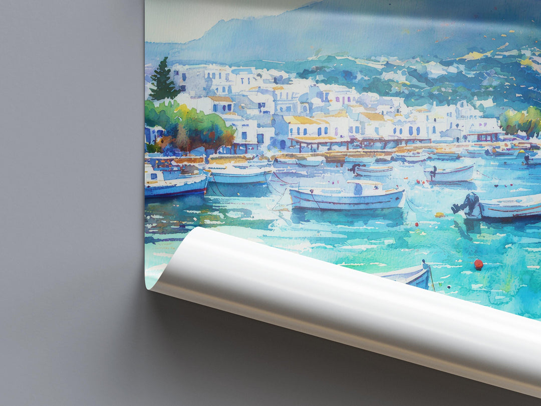 Kos Watercolor Poster Wall Art Kos Wall Hanging Home Décor Kos Gift Art Lovers Greece Wall Art