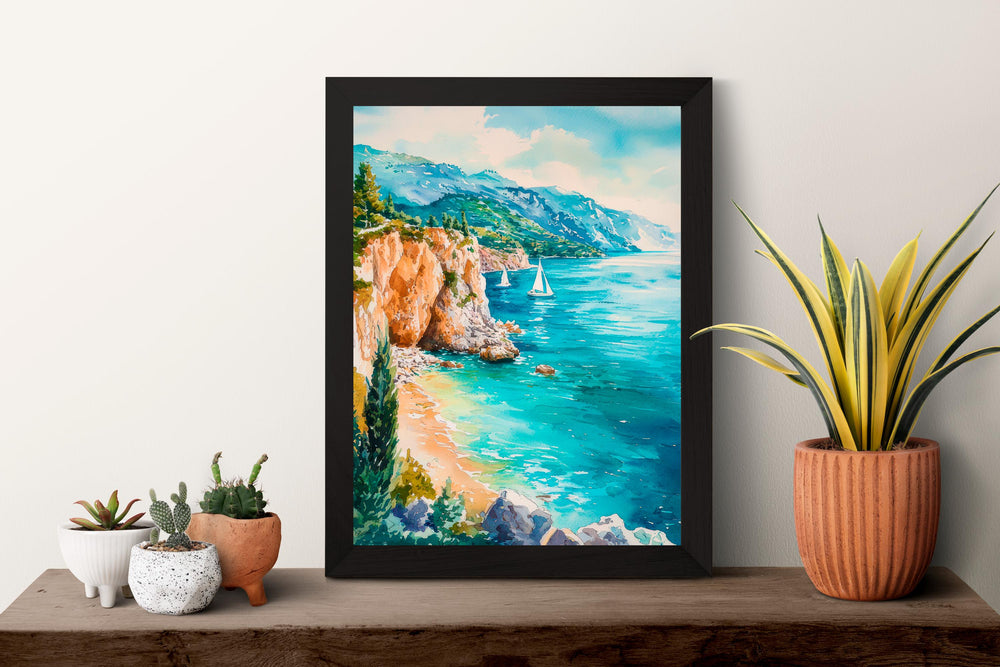 Lefkada Watercolor Poster Wall Art Lefkada Wall Hanging Home Décor Lefkada Gift Art Lovers Greece Wall Art