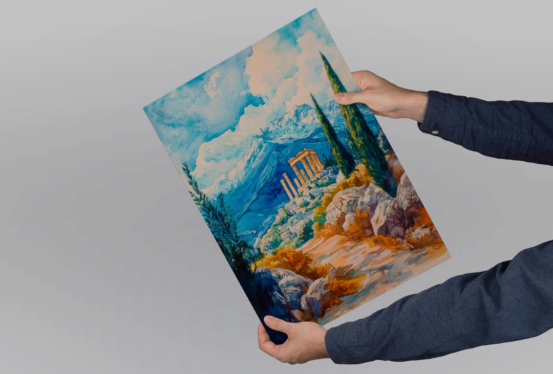 Mount Olympus Watercolor Poster Wall Art Mount Olympus Wall Hanging Home Décor Mount Olympus Gift Art Lovers Greece Wall Art