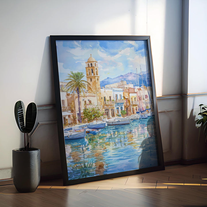 Rethymno Watercolor Poster Wall Art Rethymno Wall Hanging Home Décor Rethymno Gift Art Lovers Greece Wall Art
