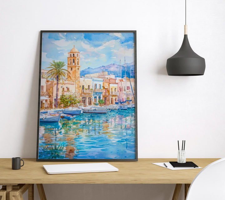 Rethymno Watercolor Poster Wall Art Rethymno Wall Hanging Home Décor Rethymno Gift Art Lovers Greece Wall Art