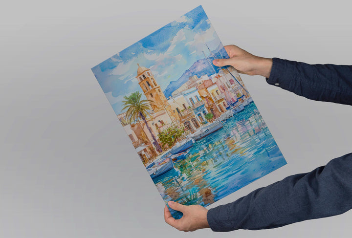 Rethymno Watercolor Poster Wall Art Rethymno Wall Hanging Home Décor Rethymno Gift Art Lovers Greece Wall Art