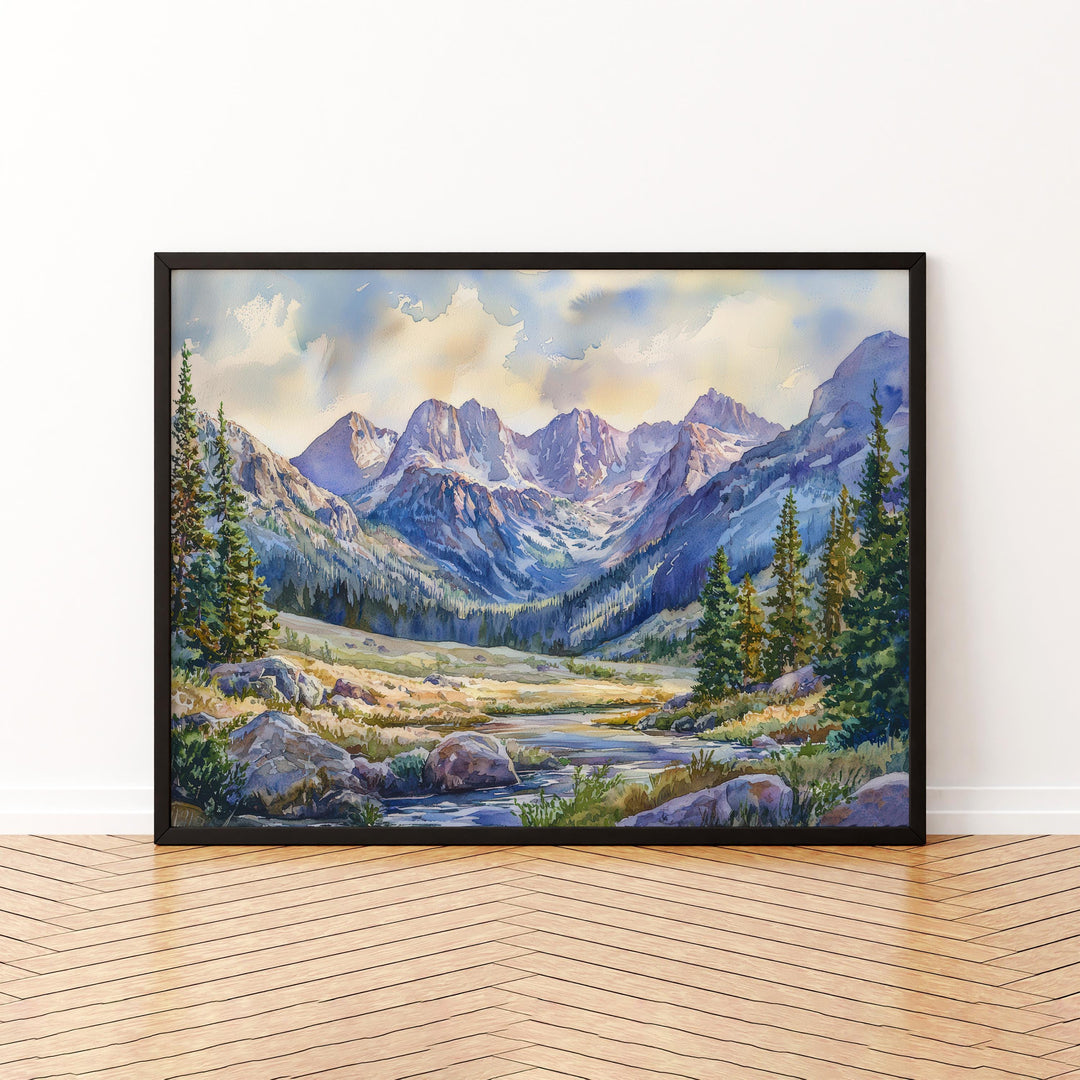 Rocky Mountain NP Watercolor Poster Landscape Wall Art Rocky Mountain NP Wall Hanging Home Décor Rocky Mountain NP Gift Art Lovers