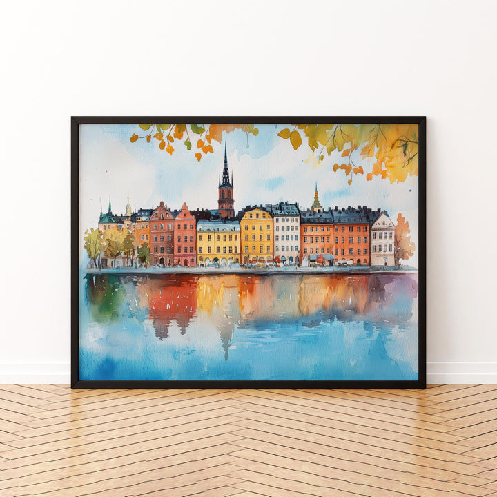 Stockholm Watercolor Poster Landscape Wall Art Stockholm Wall Hanging Home Décor Stockholm Gift Art Lovers Sweden Wall Art