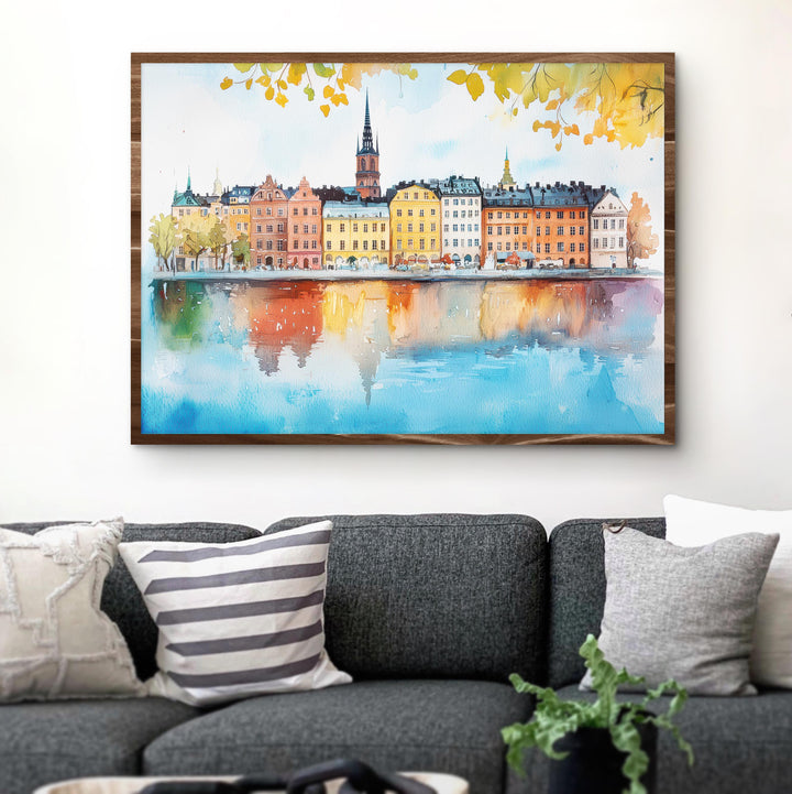Stockholm Watercolor Poster Landscape Wall Art Stockholm Wall Hanging Home Décor Stockholm Gift Art Lovers Sweden Wall Art