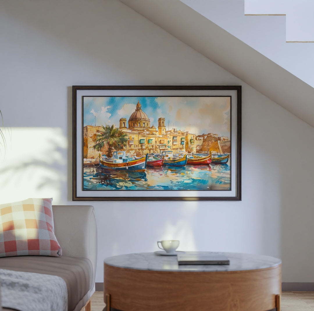 Malta Watercolor Poster Landscape Wall Art Malta Wall Hanging Home Décor Malta Gift Art Lovers Malta Wall Art