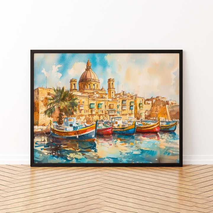 Malta Watercolor Poster Landscape Wall Art Malta Wall Hanging Home Décor Malta Gift Art Lovers Malta Wall Art