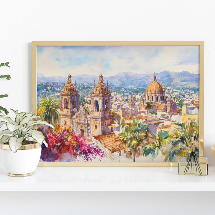 Mexico City Watercolor Poster Landscape Wall Art Mexico City Wall Hanging Home Décor Mexico City Gift Art Lovers Mexico Wall Art