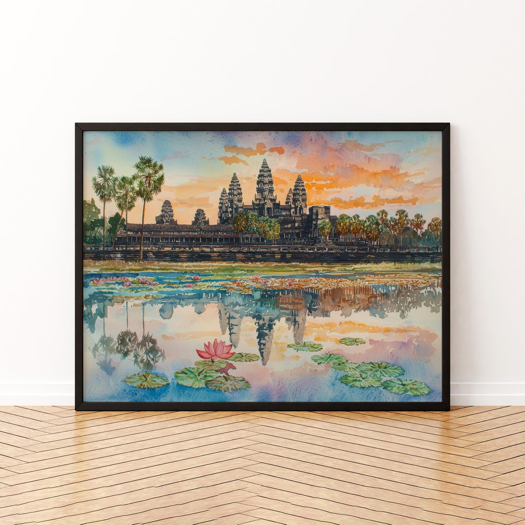 Angkor Wat Watercolor Poster Landscape Wall Art Angkor Wat Wall Hanging Home Décor Angkor Wat Gift Art Lovers Cambodia Wall Art