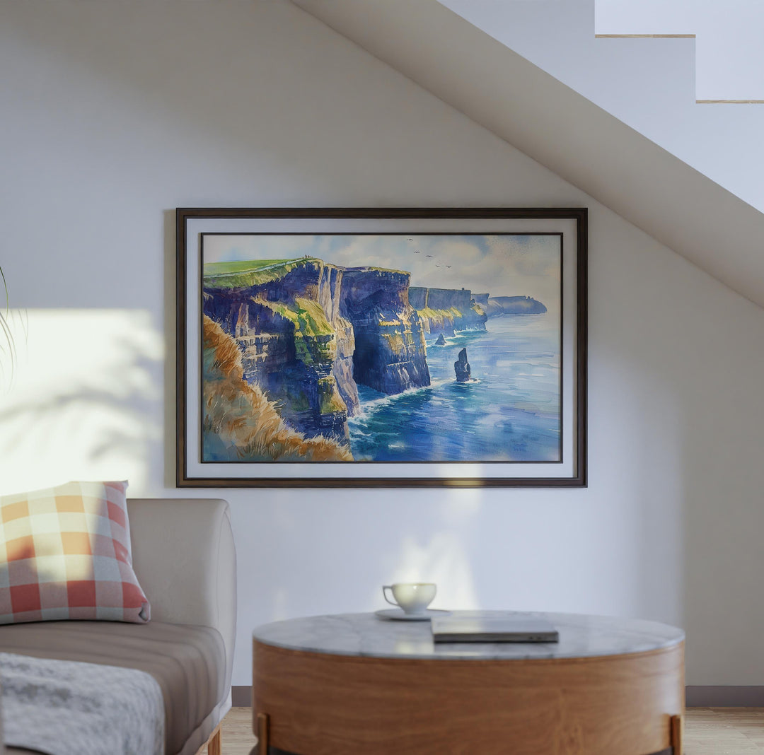 Cliffs of Moher Watercolor Poster Landscape Wall Art Cliffs of Moher Wall Hanging Home Décor Cliffs of Moher Gift Art Lovers Ireland Art