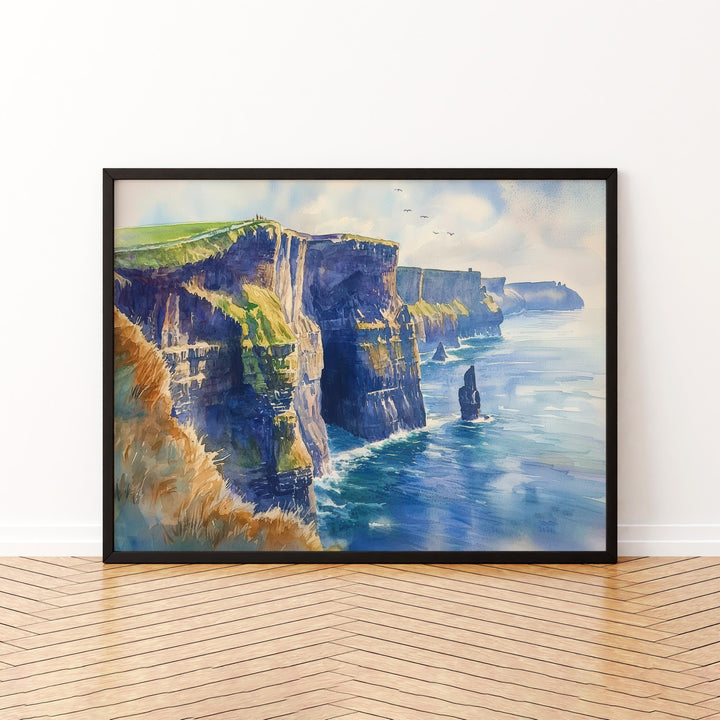 Cliffs of Moher Watercolor Poster Landscape Wall Art Cliffs of Moher Wall Hanging Home Décor Cliffs of Moher Gift Art Lovers Ireland Art
