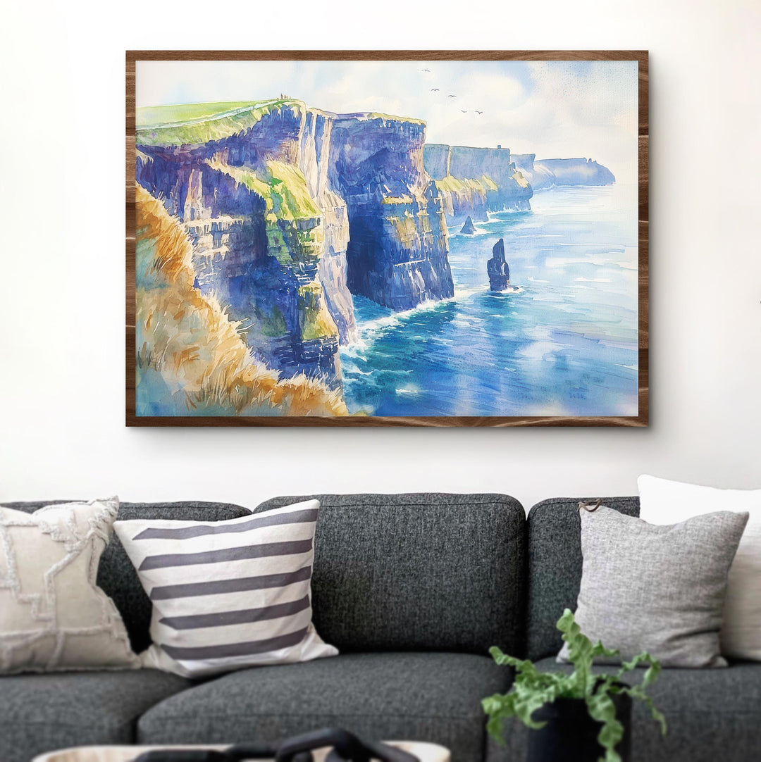 Cliffs of Moher Watercolor Poster Landscape Wall Art Cliffs of Moher Wall Hanging Home Décor Cliffs of Moher Gift Art Lovers Ireland Art