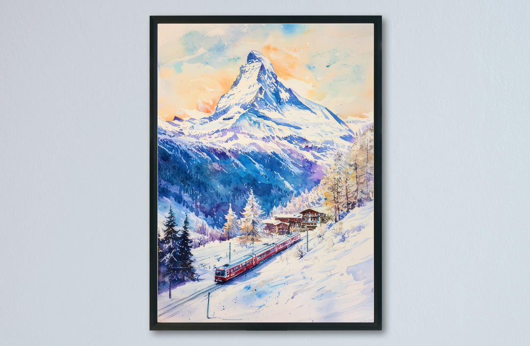 Zermatt Watercolor Poster Wall Art Zermatt Wall Hanging Home Décor Zermatt Gift Art Lovers Switzerland Wall Art