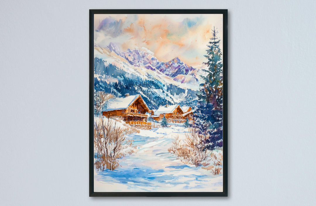 Meribel Watercolor Poster Wall Art Meribel Wall Hanging Home Décor Meribel Gift Art Lovers France Wall Art