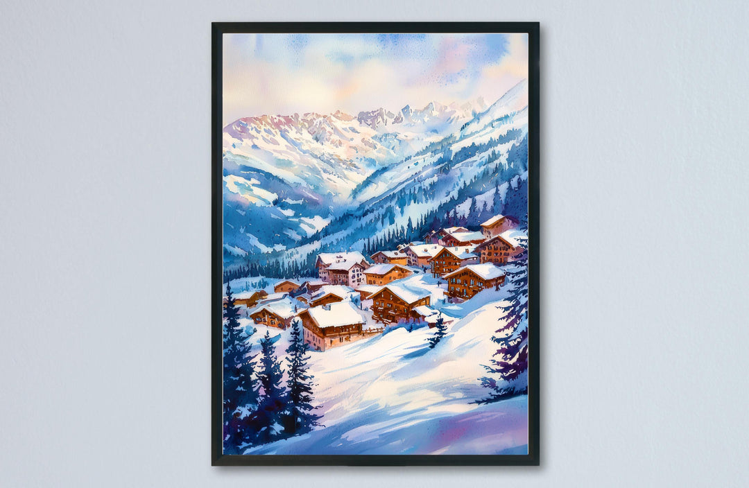 La Plagne Watercolor Poster Wall Art La Plagne Wall Hanging Home Décor La Plagne Gift Art Lovers France Wall Art