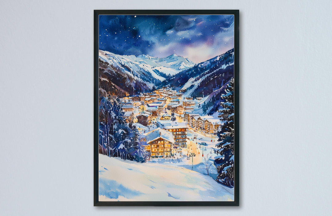 Davos Watercolor Poster Wall Art Davos Wall Hanging Home Décor Davos Gift Art Lovers Switzerland Wall Art