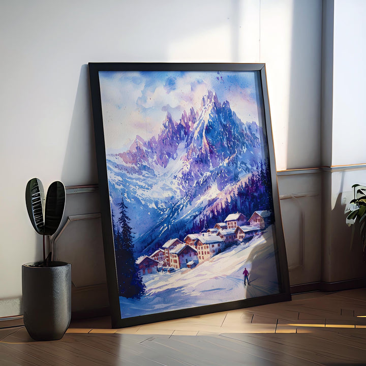 Chamonix Watercolor Poster Wall Art Chamonix Wall Hanging Home Décor Chamonix Gift Art Lovers France Wall Art