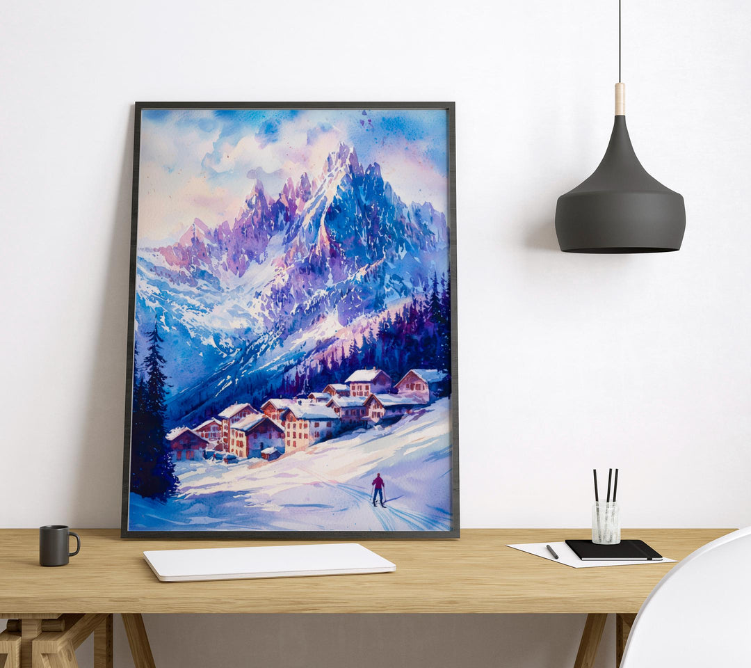 Chamonix Watercolor Poster Wall Art Chamonix Wall Hanging Home Décor Chamonix Gift Art Lovers France Wall Art