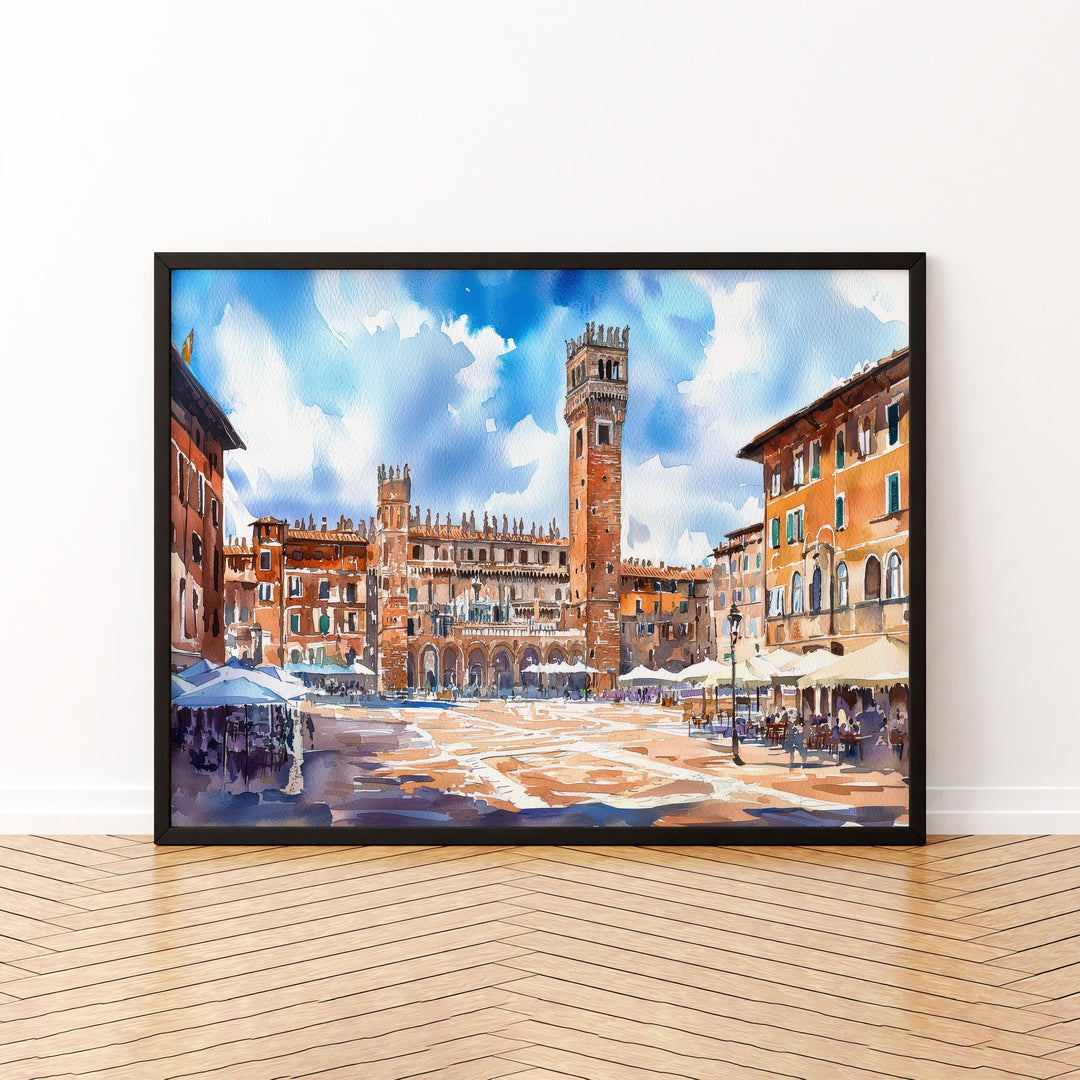Siena Watercolor Poster Landscape Wall Art Siena Wall Hanging Home Décor Siena Gift Art Lovers Italy Wall Art